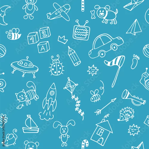 Obraz Tło dla ślicznych małych chłopców. Ręcznie rysowane rysunki dzieci se