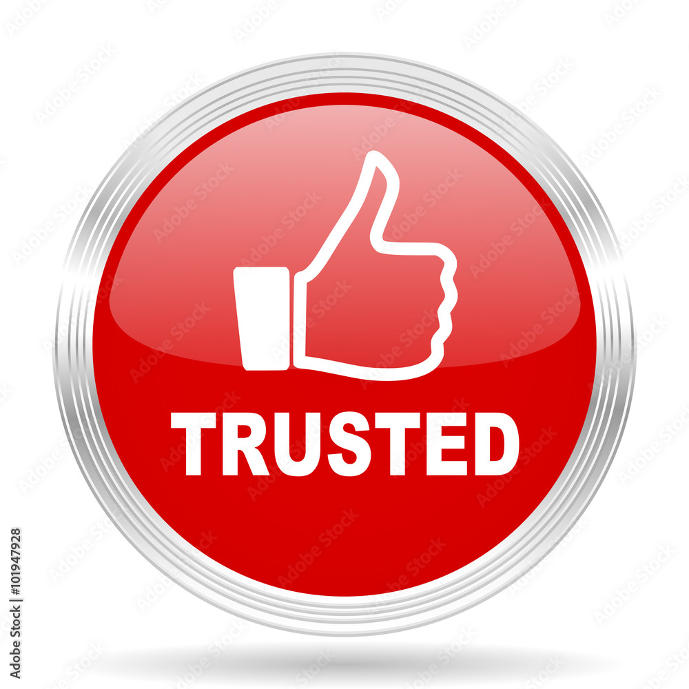 trusted red glossy circle modern web icon trusted red glossy circle modern web icon