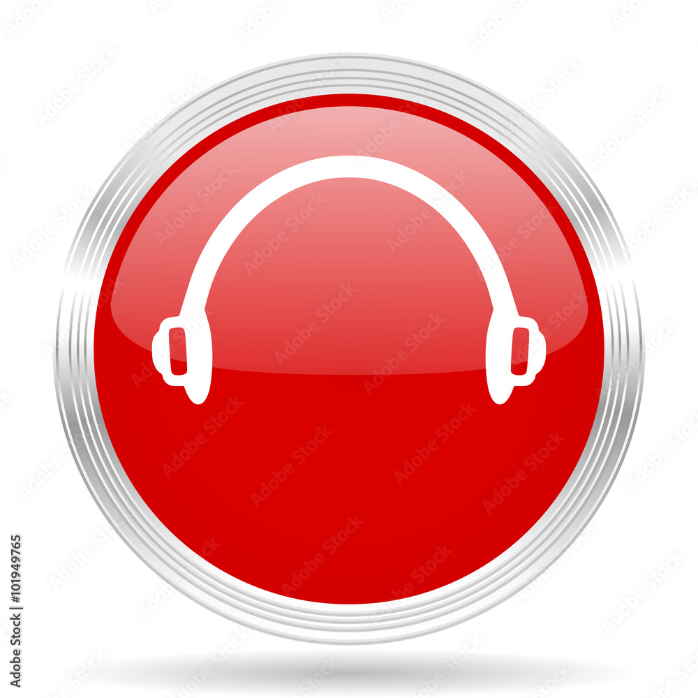 headphones red glossy circle modern web icon headphones red glossy circle modern web icon