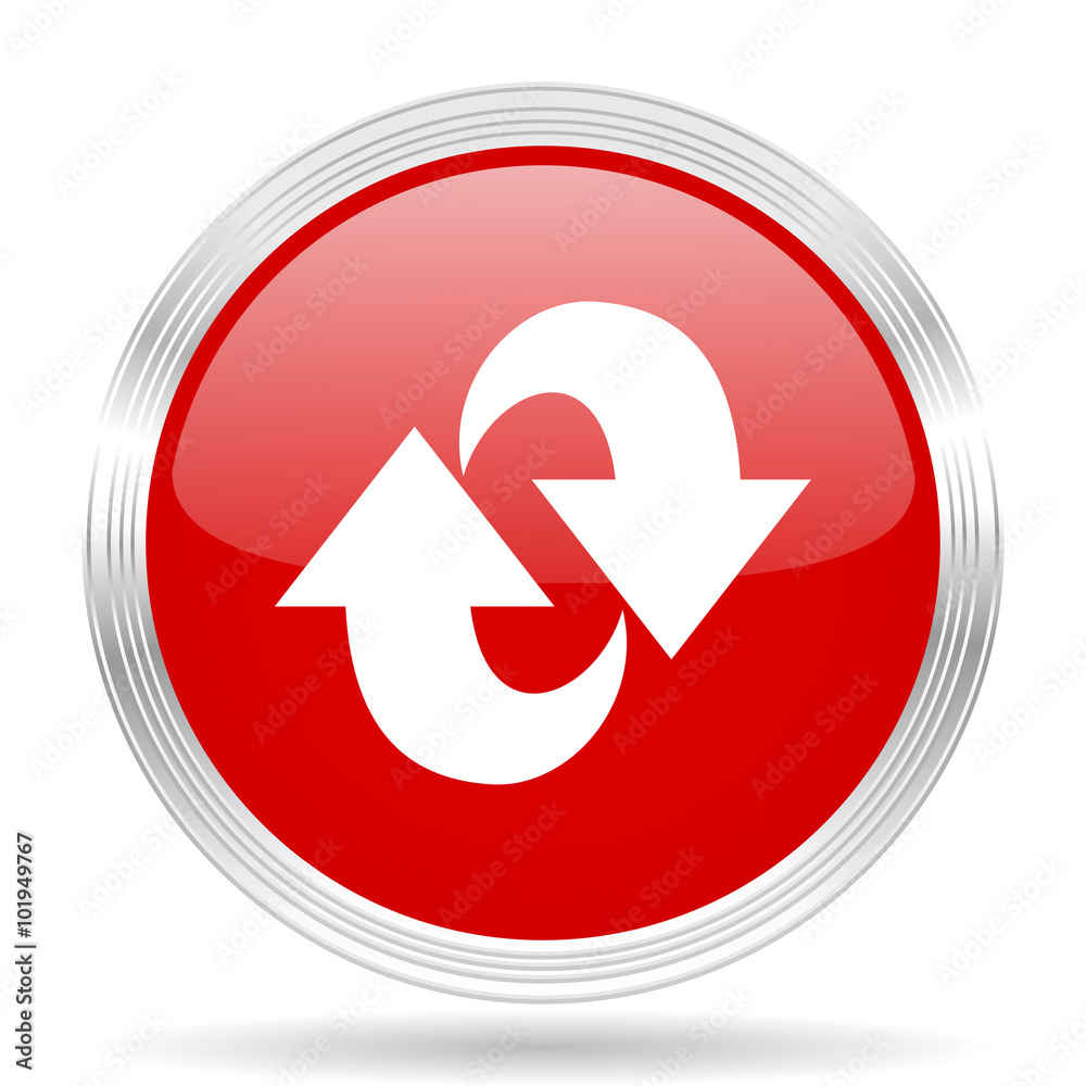 rotation red glossy circle modern web icon