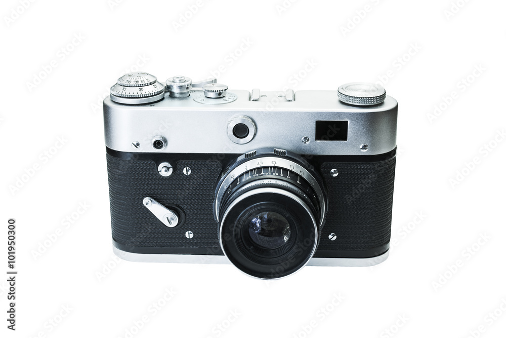 Retro digital photo camera isolated on white