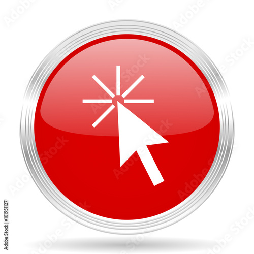 click here red glossy circle modern web icon