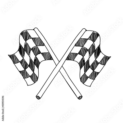 vector hand drawing sketch final race flag