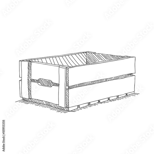 sketch hand drawing vector wooden box illustration