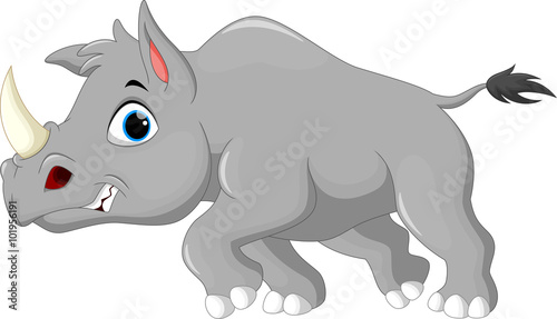 Cute angry rhino cartoon