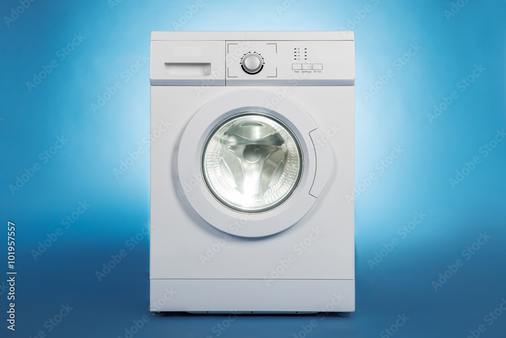 Washing Machine Over Blue Background