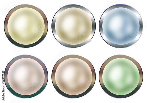 Framed Blank Pearl Buttons Set (Isolated on white background)