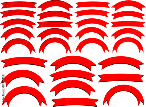 Bowed Vector Ribbons and Banners Set