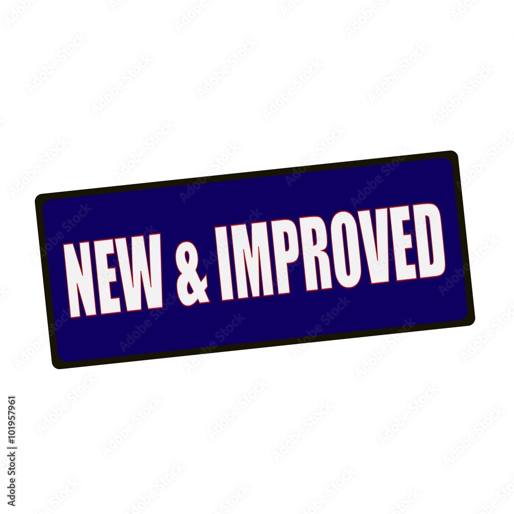 Obraz premium new and improved wording on rectangular Green signs