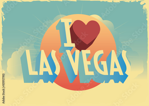 retro style vector "i love" city postcard design