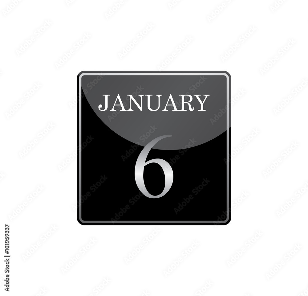 6 january calendar silver and glossy