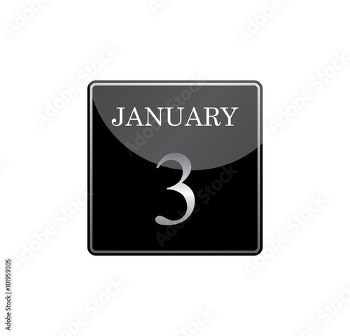 3 january calendar silver and glossy