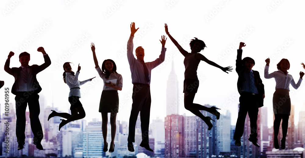 Obraz premium Business People Celebration Success Jumping Ecstatic Concept
