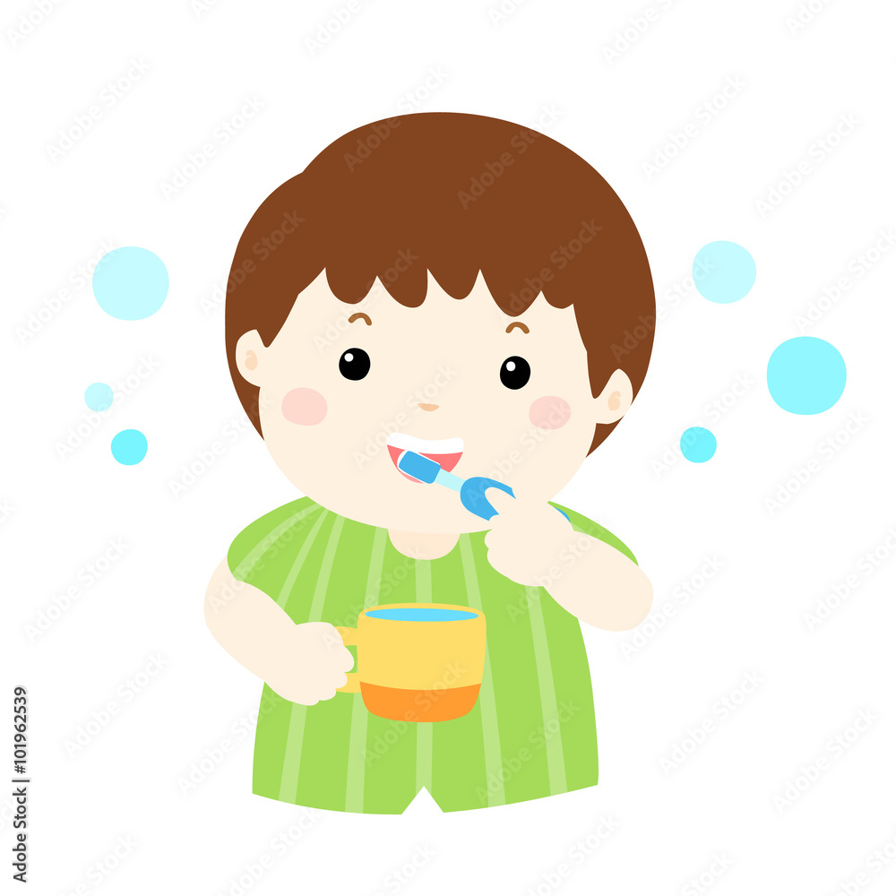 happy boy love brushing teeth vector happy boy love brushing teeth vector