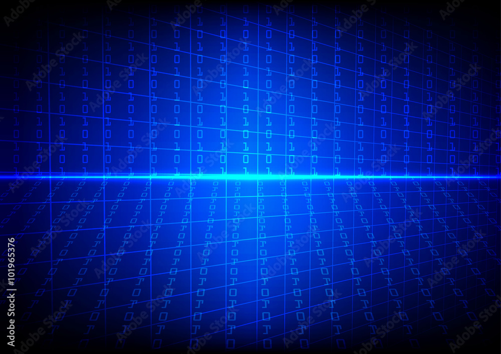 Vector technology binary code with grid on blue background Vector technology binary code with grid on blue background