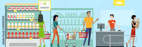 People in Supermarket Interior Design