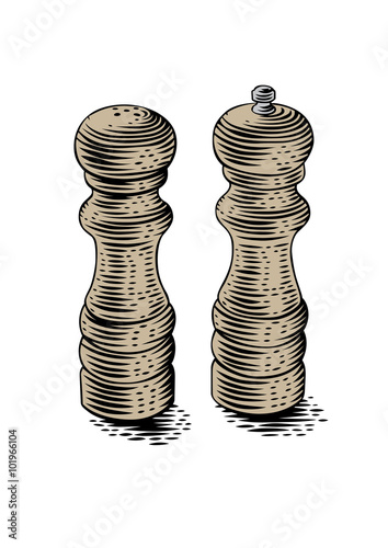 Saltshaker and peppermill