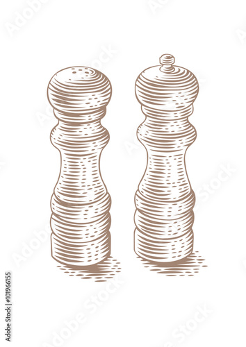 Saltshaker and peppermill