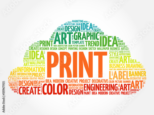 PRINT word cloud, creative business concept background