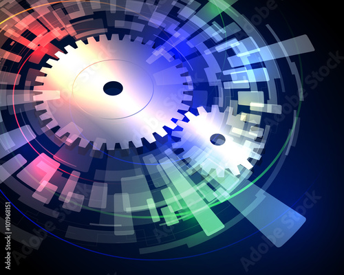Industrial abstract image, gear and rotation, vector illustration
