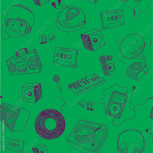 vector sketch drawing media icons pattern design