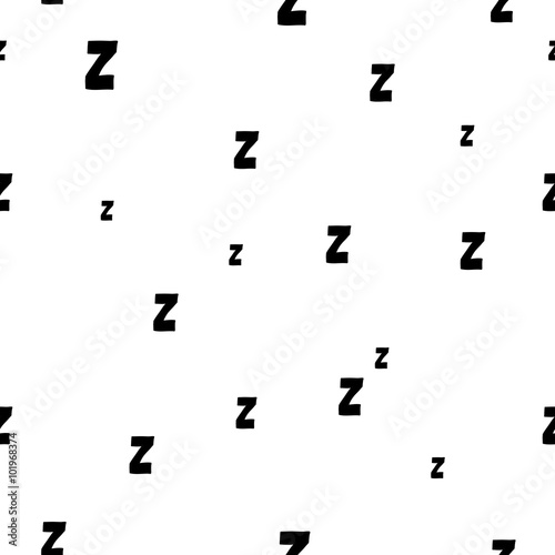 Seamless pattern with cartoon letters z. Good night!