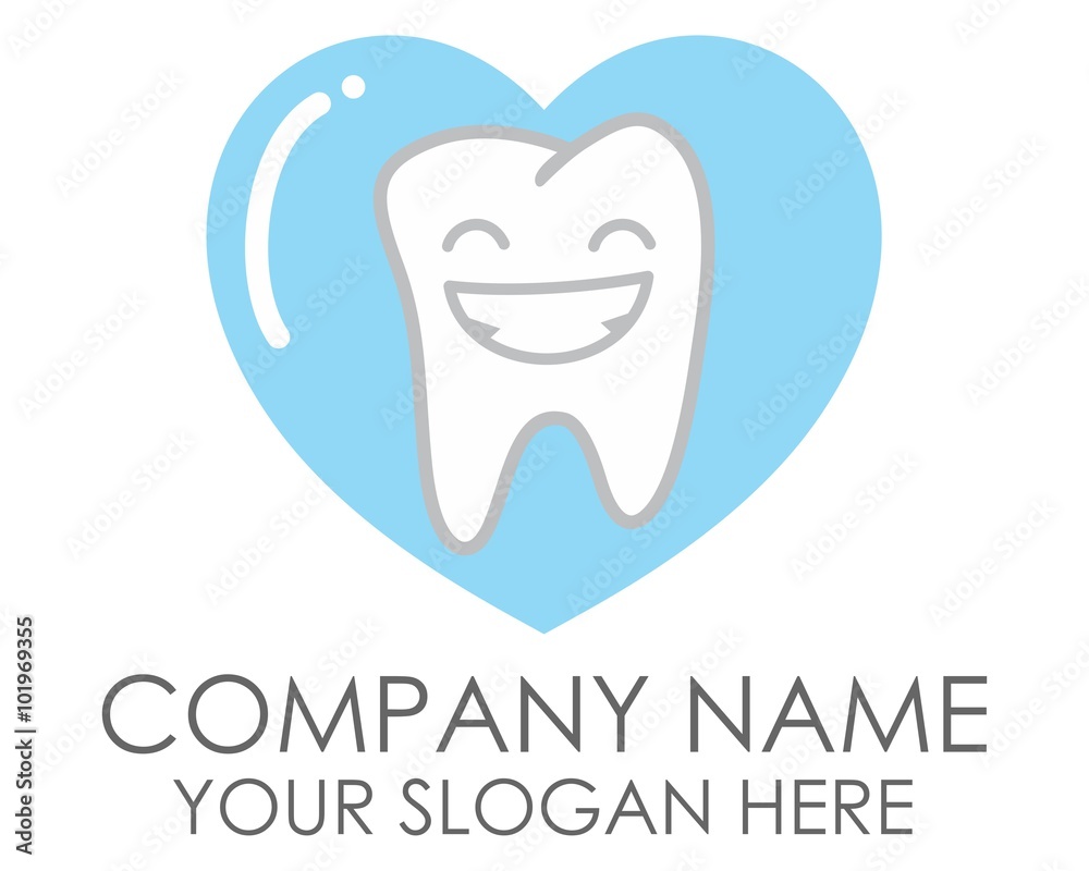 smiling tooth  heart vector
