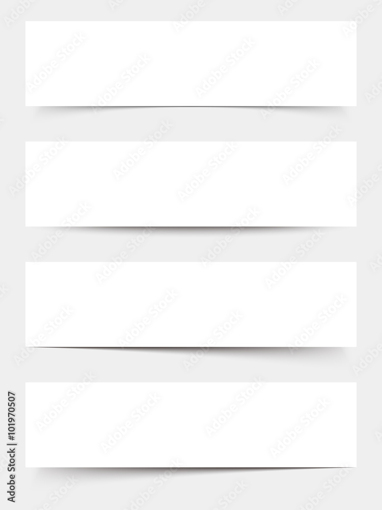 Set of four vector blank white web banners.