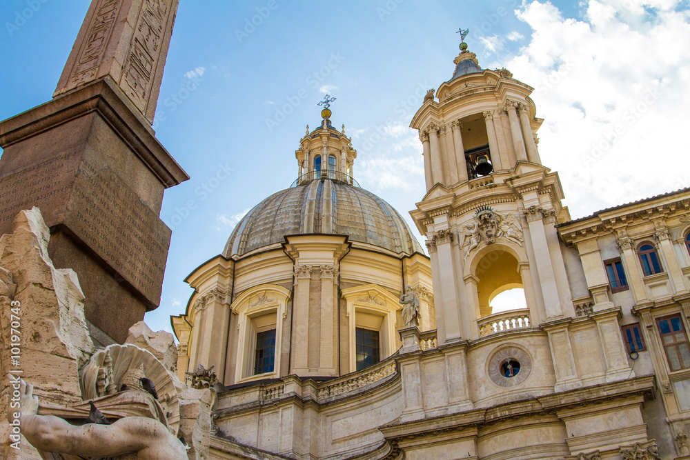 Dome and Facade of Sant Agnese in Agone, Rome