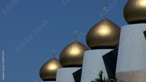 Domes of the Sabah State Mosque in Kota Kinabalu, Borneo photo