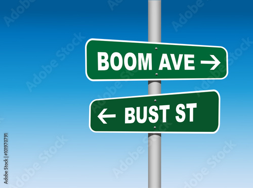 Boom Avenue Bust Street Road Signs (Vector)