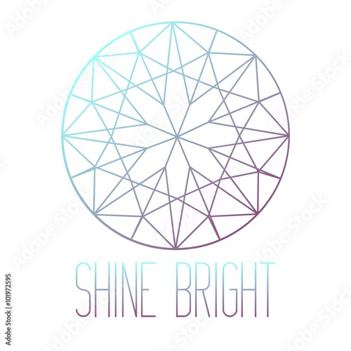 Line art round stone cut with inscription shine bright