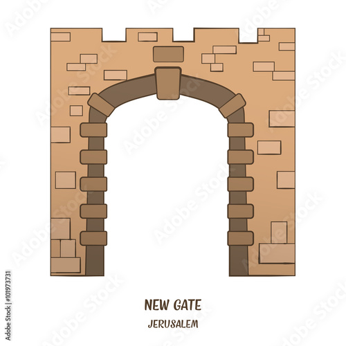 New Gate in Jerusalem. Vector