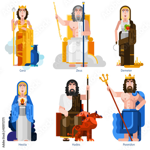 Olympic Gods Decorative Icons Set