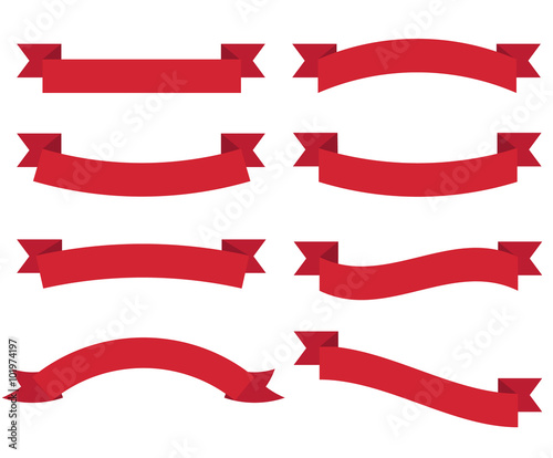 Set of flat red ribbons. Vector