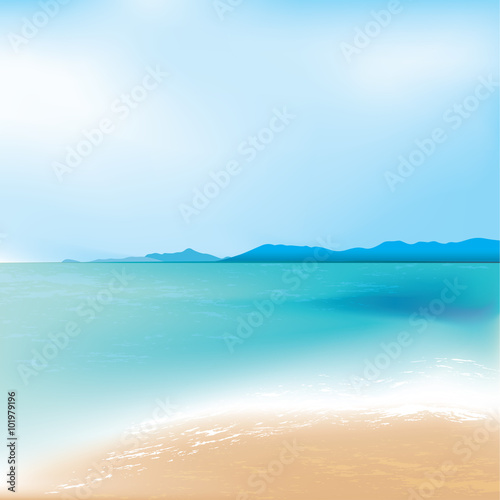 Tropical beach and sea background. Vector illustration