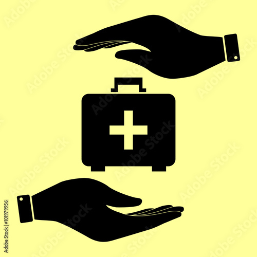 Save or protect symbol by hands.