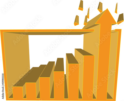 An illustration of record breaker or chart buster showing an arrow punching its way out of the chart's frame. Image isolated on white background.