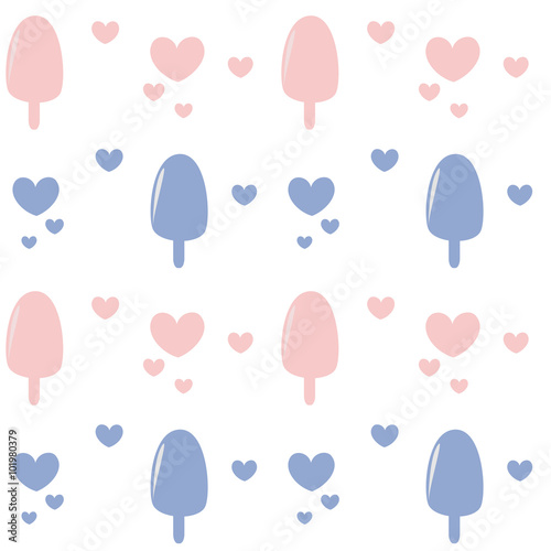 pink rose quartz and serenity cute lovely ice cream seamless vector pattern background illustration with hearts