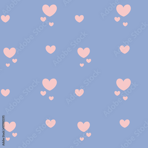 blue serenity and pink rose quartz colors romantic seamless vector pattern background illustration with hearts