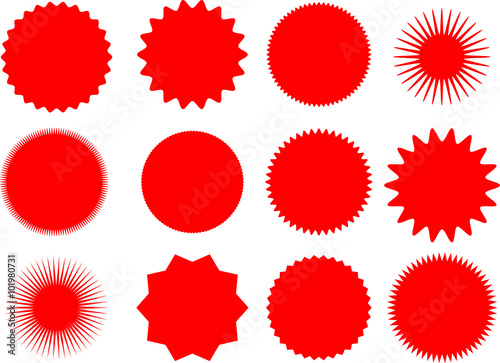 Set of Twelve vector sun and star shapes