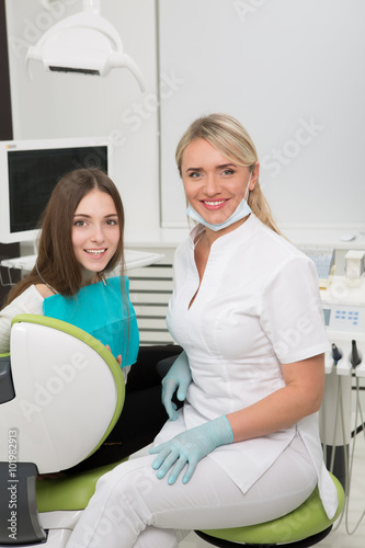Young woman at dentist s office