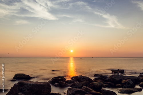 The South-China sea at sunset near the city of DuongDong, PhuQuo