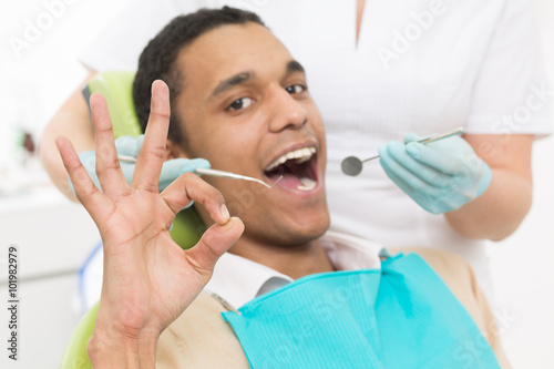 Young man at dentist s office