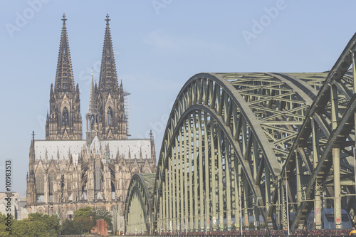 Cathedral and Hohenzollern Bridge - Cologne, Germany photo