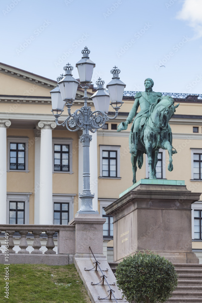 Statue of Norwegian King Carl Johan XIV in Oslo