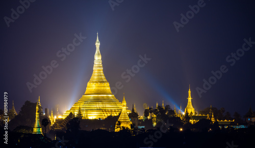 Shwedagon pagoda at night  Yangon Myanmar