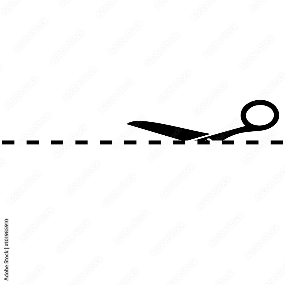 Scissors with cut line Scissors with cut line