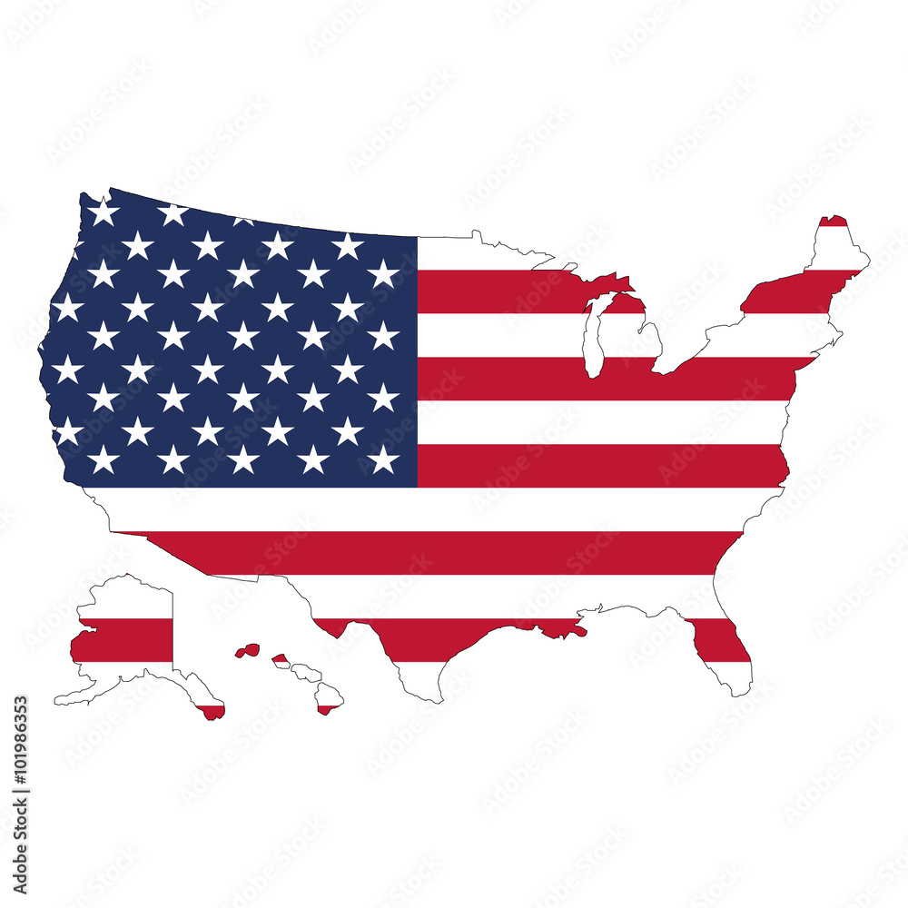 USA map and flag against white background USA map and flag against white background