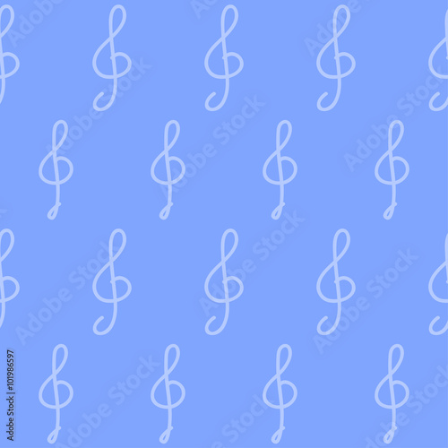 Hand drawn doodle seamless pattern background with treble clef